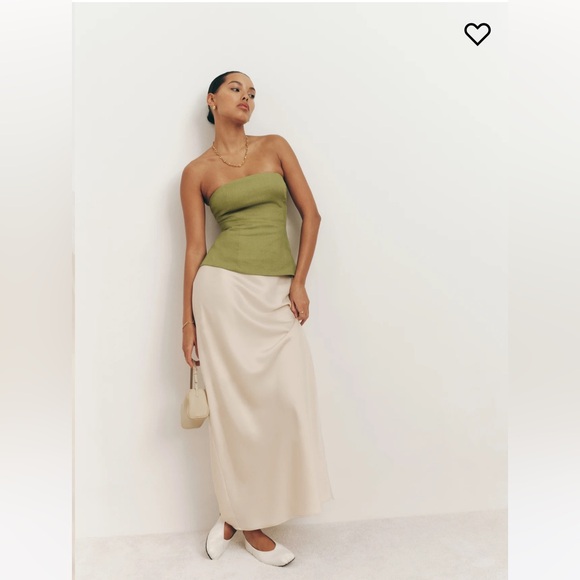 Reformation Iskra strapless linen tube top - Olive - size 2 - Picture 5 of 11